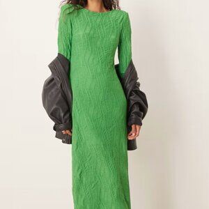 ASOS YAS Long Sleeve Textured Maxi Dress (XS)
